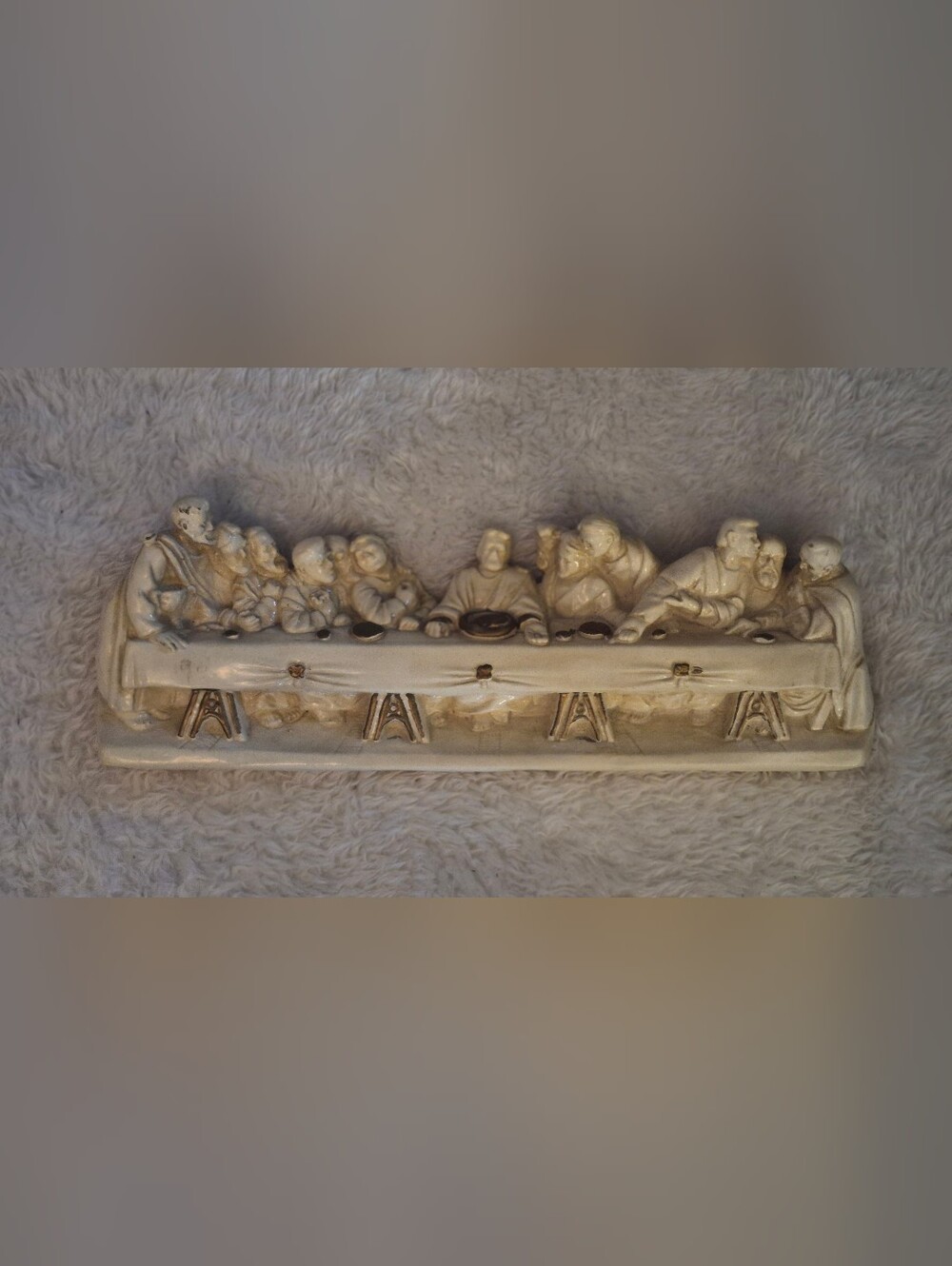 Ivory Resin 'Last Supper' Wall Plaque - Decorative Home Art From 60's And 70's